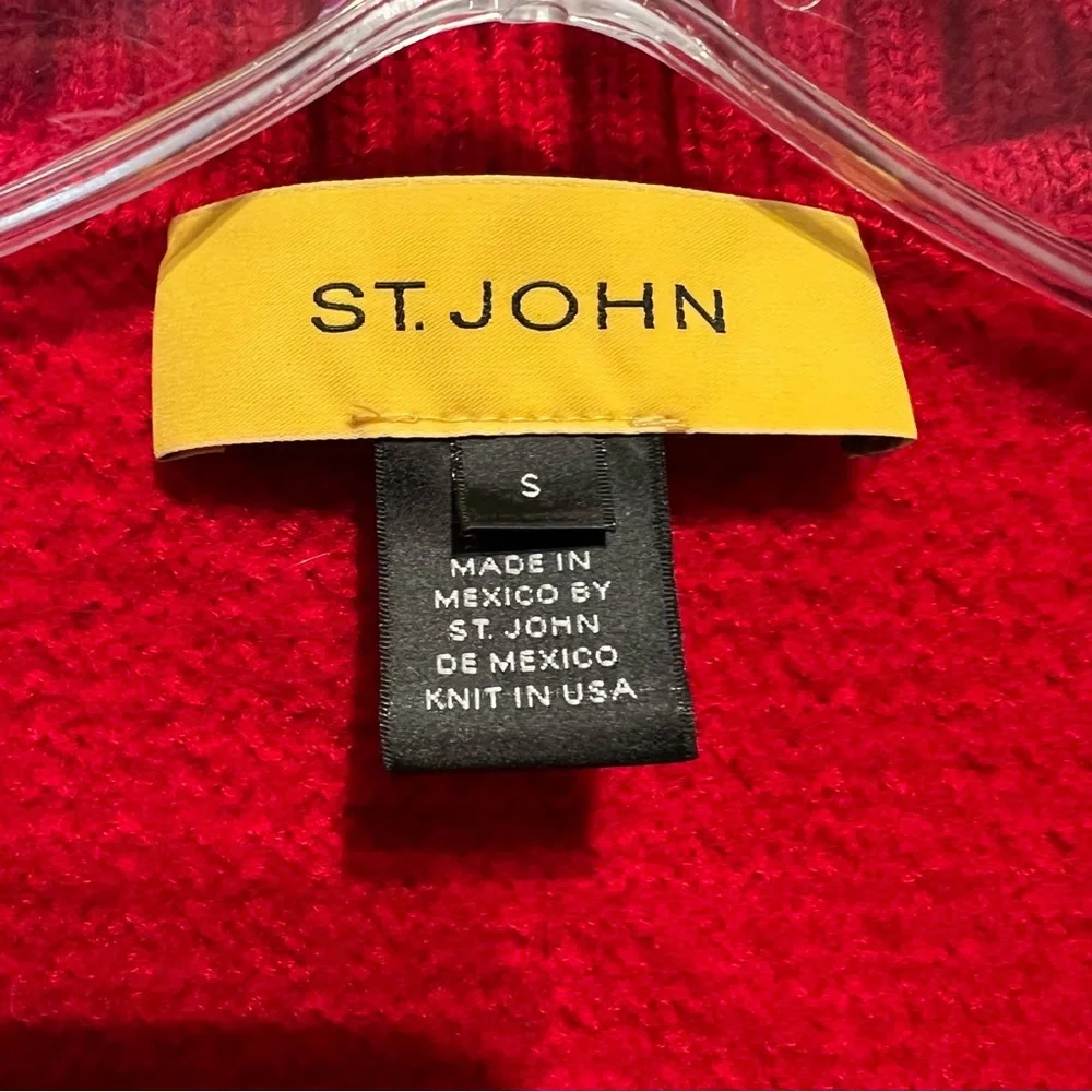 ST. John Red Open Front Knit Cardigan Size Small - Picture 12 of 14